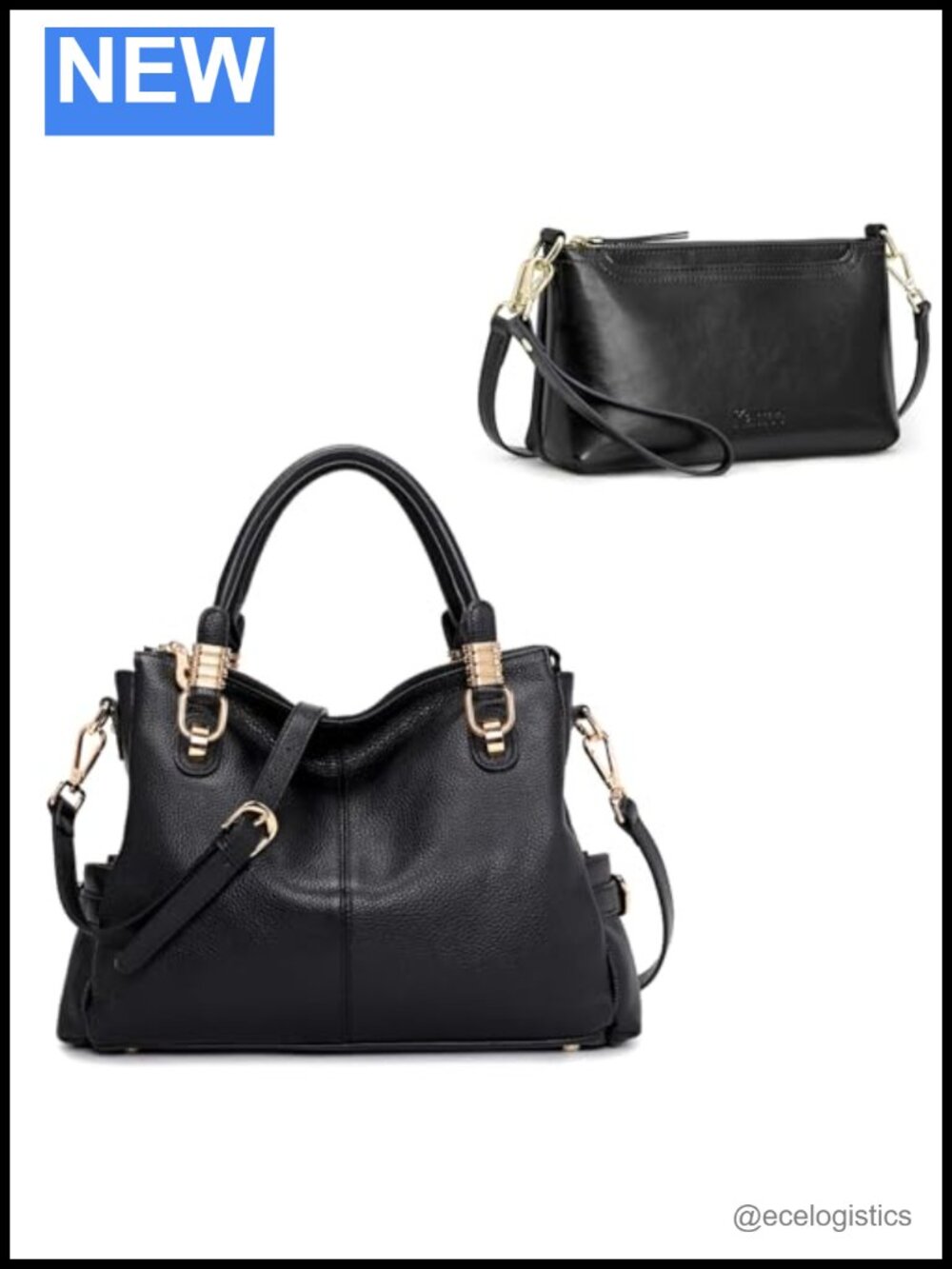 Genuine Leather Tote Bag Bundle with Crossbody, 2 Bags